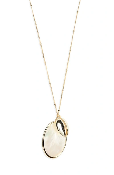 Shop Argento Vivo Long Pendant Necklace In Gold/ Mother Of Pearl