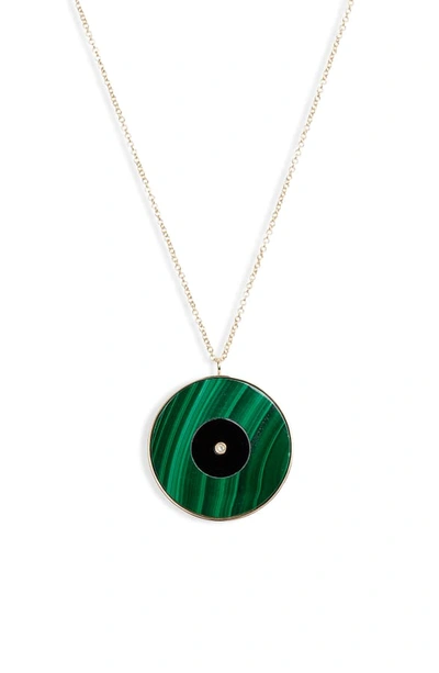 Shop Jennifer Zeuner Magda Pendant Necklace In Gold/ Malachite