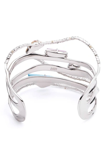 Shop Alexis Bittar Amani Multi Stone Orbiting Cuff In Rhodium