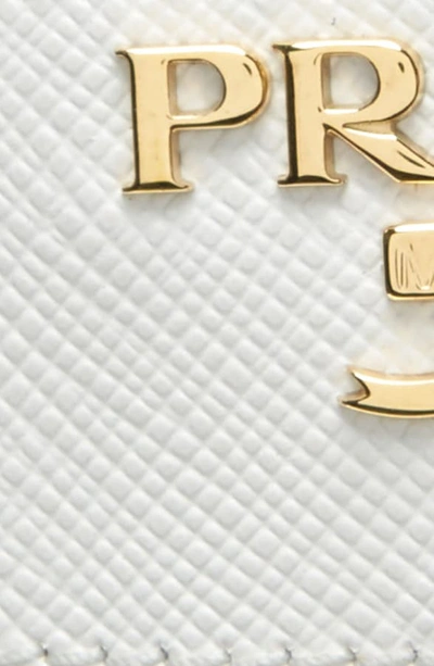 Shop Prada Square Logo Plate Saffiano Leather Belt In Bianco