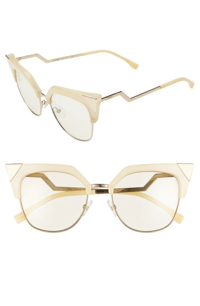 Shop Fendi 54mm Metal Tipped Cat Eye Sunglasses In Yellow