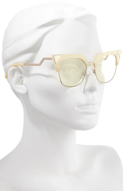 Shop Fendi 54mm Metal Tipped Cat Eye Sunglasses In Yellow
