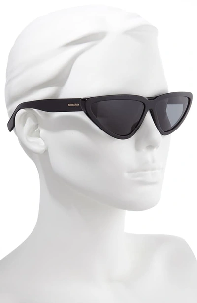 Shop Burberry 65mm Oversize Cat Eye Sunglasses In Black/ Black Solid