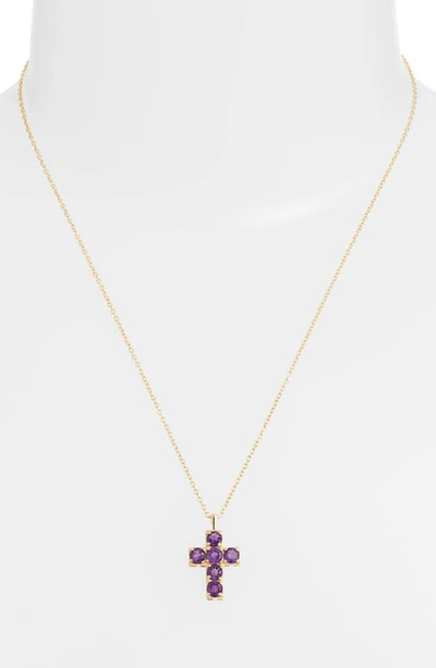 Shop Argento Vivo Amethyst Cross Pendant Necklace In Gold