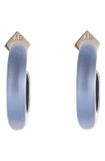 Shop Alexis Bittar Small Thin Hoop Earrings In Horizon Blue