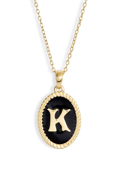 Shop Argento Vivo Initial Black Pendant Necklace In K