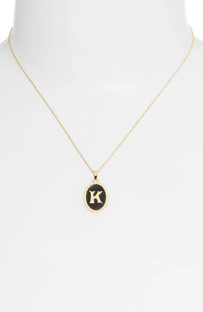Shop Argento Vivo Initial Black Pendant Necklace In K