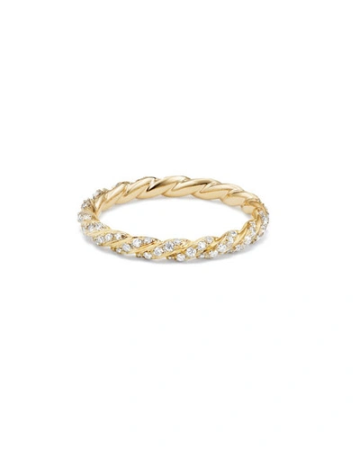 Shop David Yurman Paveflex 2.7mm Ring With Diamonds In 18k Gold