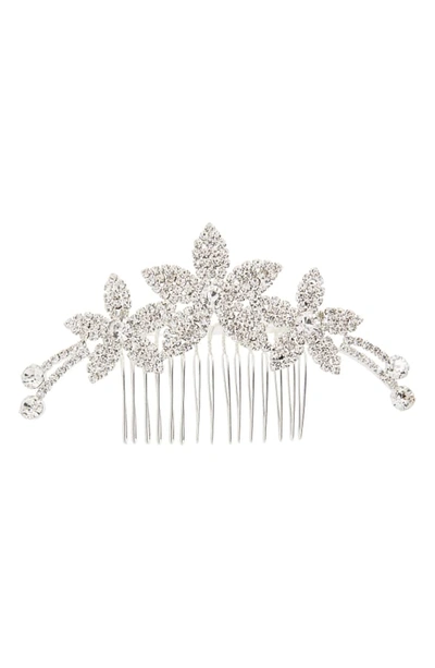 Shop L Erickson Gallica Crystal Floral Hair Comb In Crystal/ Silver