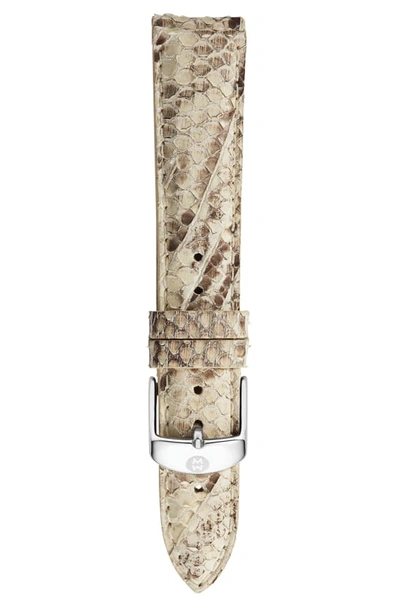 Shop Michele 16mm Leather Watch Strap In Natural Python