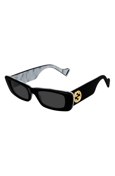 Shop Gucci 52mm Rectangle Sunglasses - Black Acetate