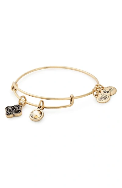 Shop Alex And Ani Wisdom Duo Adjustable Wire Bangle In Gold