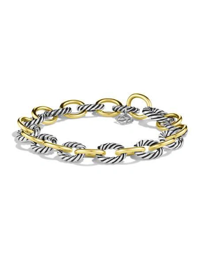 Shop David Yurman Chain Oval Link Bracelet With 18k Gold And Silver, 10mm, 7.5"