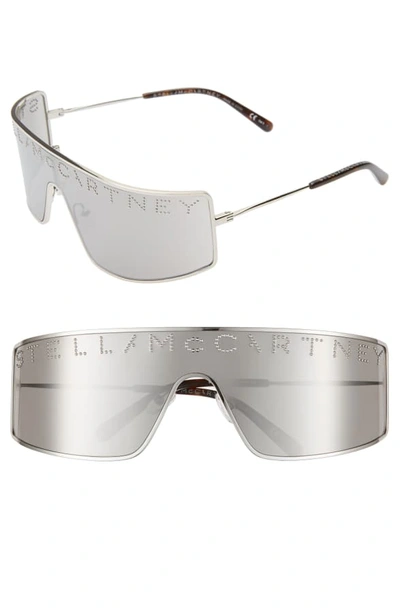 Shop Stella Mccartney 51mm Shield Sunglasses - Silver/ Silver