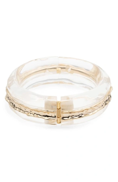 Shop Alexis Bittar Hammered Inlay Hinge Bracelet In Clear