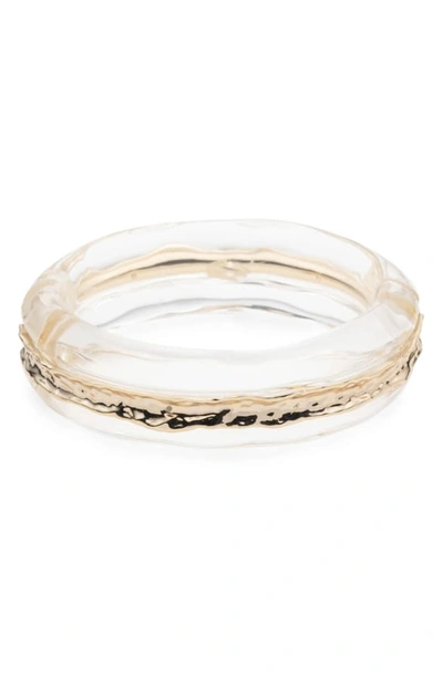 Shop Alexis Bittar Hammered Inlay Hinge Bracelet In Clear