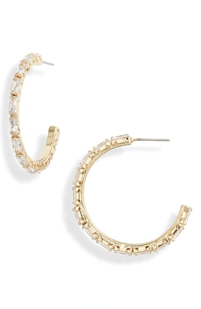 Shop Stella & Ruby Juliet Hoop Earrings In Gold/ Crystal