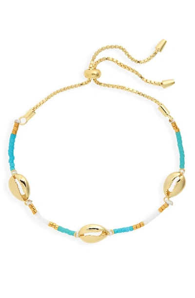 Shop Argento Vivo Seashell Charm Slider Bracelet In Blue