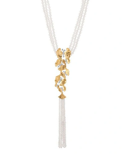 Shop Michael Aram Butterfly Ginkgo Silver & Gold Lariat Necklace W/ Moonstone