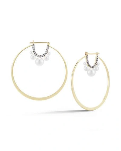 Shop Jemma Wynne Prive Pearl & Diamond Hoop Earrings