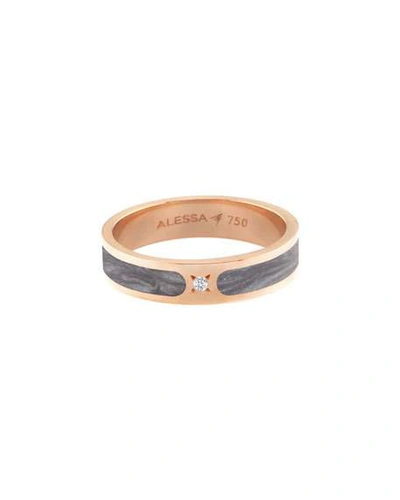 Shop Alessa Jewelry Spectrum Painted 18k Rose Gold Stack Ring W/ Diamond, Gray