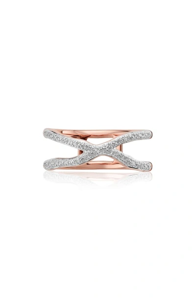 Shop Monica Vinader Riva Diamond Ring In Rose Gold/ Diamond