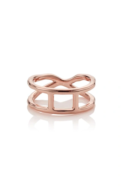Shop Monica Vinader Riva Diamond Ring In Rose Gold/ Diamond