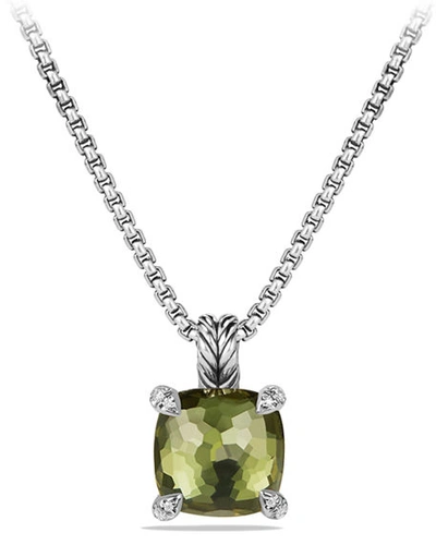 Shop David Yurman 11mm Chatelaine Faceted Pendant Necklace In Green Orchid