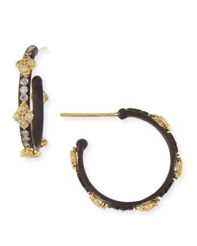 Shop Armenta Small Midnight Hoop Earrings With Gold & Diamond Crivelli