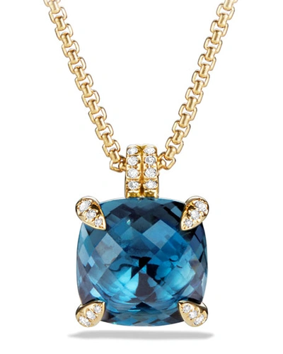 Shop David Yurman 18k Chatelaine Pendant Necklace In Hampton Blue Topaz, 18"