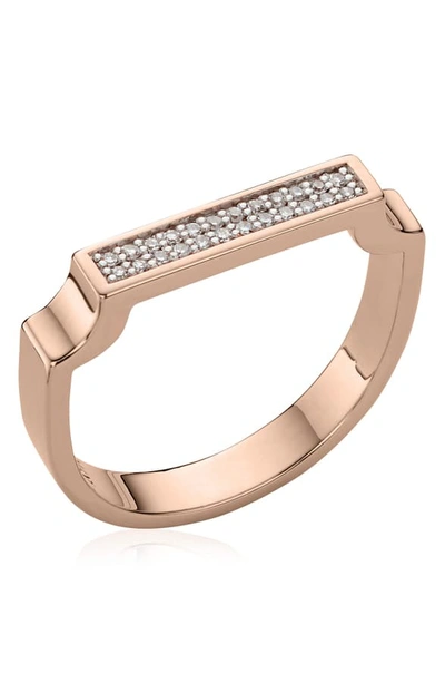 Shop Monica Vinader Diamond Signature Ring In Rose Gold