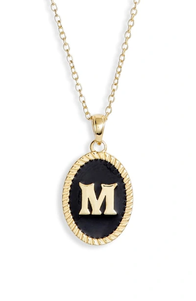 Shop Argento Vivo Initial Black Pendant Necklace In M