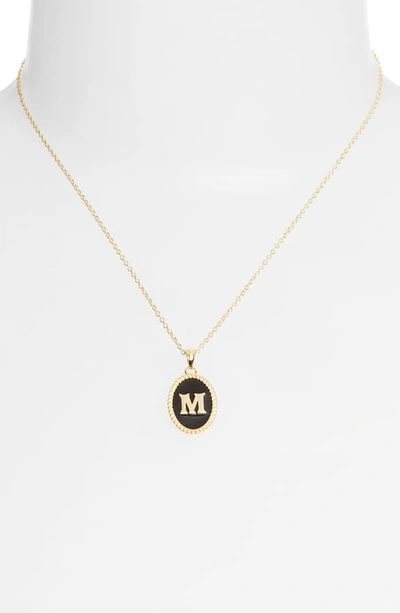 Shop Argento Vivo Initial Black Pendant Necklace In M