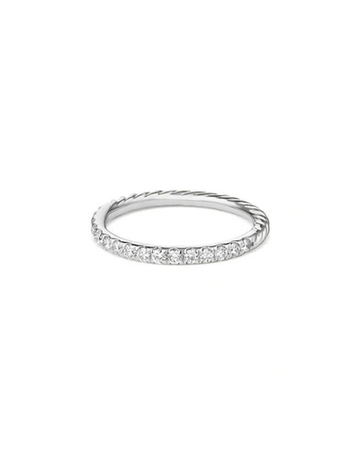Shop David Yurman Cable Collectibles Pave Diamond Band Ring In 18k White Gold
