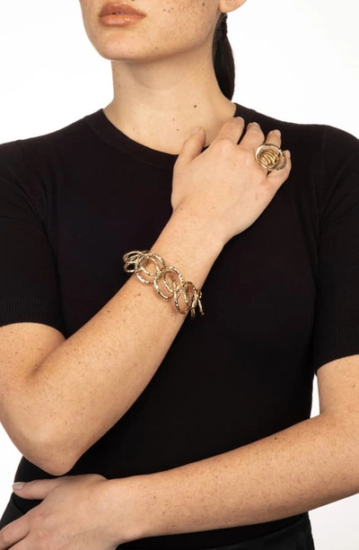 Shop Alexis Bittar Hammered Coil Link Bracelet In Gold