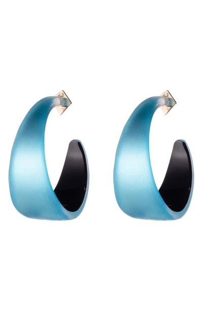 Shop Alexis Bittar Wide Graduated Medium Hoop Earrings In Light Turquoise