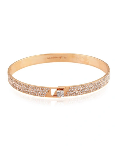 Shop Alessa Jewelry Spectrum 18k Rose Gold Bangle W/ Pave Diamonds