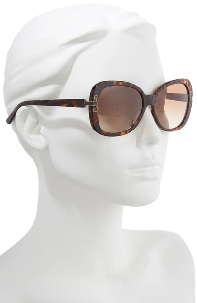 Shop Tory Burch 57mm Logo T Square Sunglasses In Dark Havana Gradient