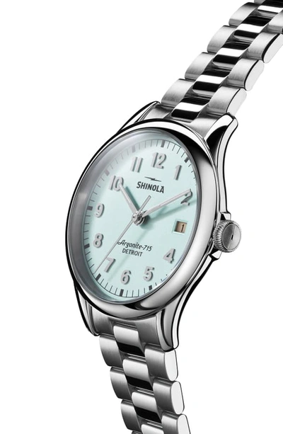 Shop Shinola The Vinton Bracelet Watch, 38mm In Silver/ Pale Blue/ Silver