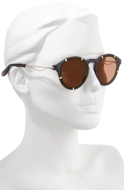 Shop Givenchy 54mm Round Polarized Sunglasses In Black/ Gold/ Brown
