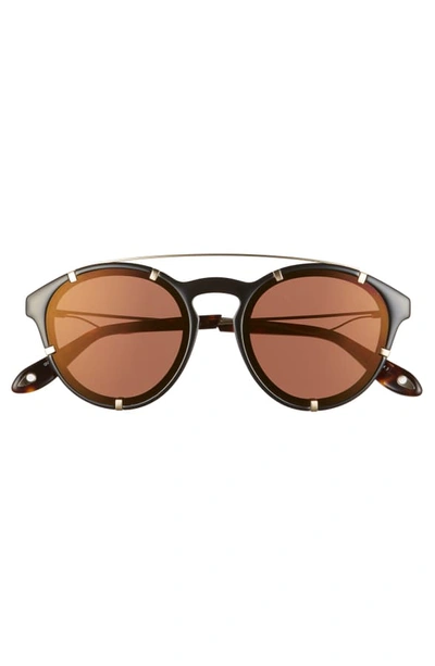 Shop Givenchy 54mm Round Polarized Sunglasses In Black/ Gold/ Brown