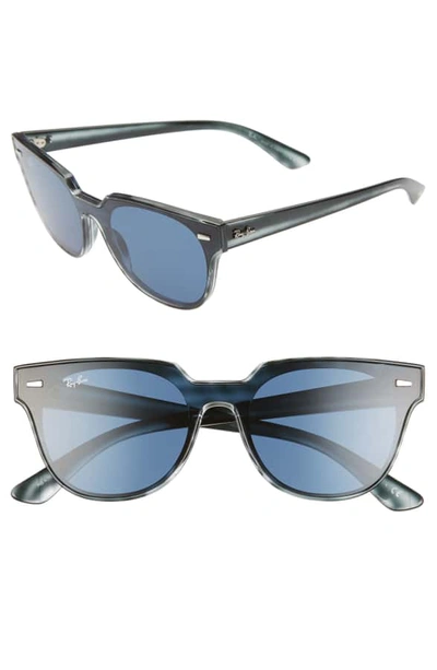 Shop Ray Ban 51mm Square Sunglasses In Blue Havana/ Blue Solid