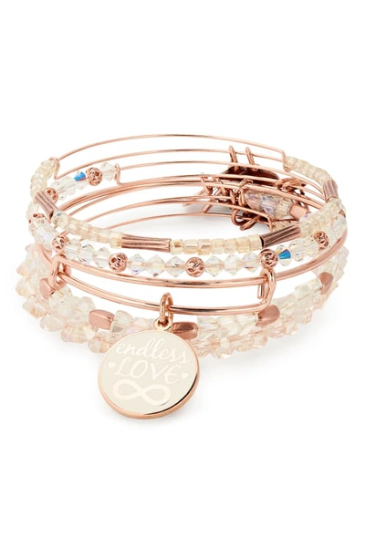 Shop Alex And Ani Endless Love Set Of 5 Bangles In Rose Gold