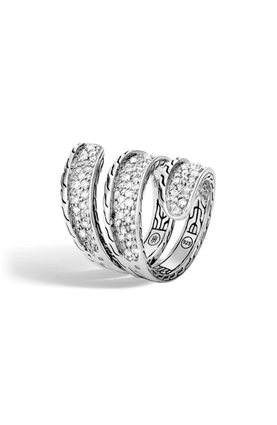 Shop John Hardy Classic Chain Pave Diamond Wrap Ring In Silver/ Diamond