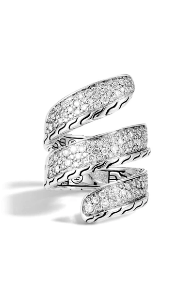 Shop John Hardy Classic Chain Pave Diamond Wrap Ring In Silver/ Diamond