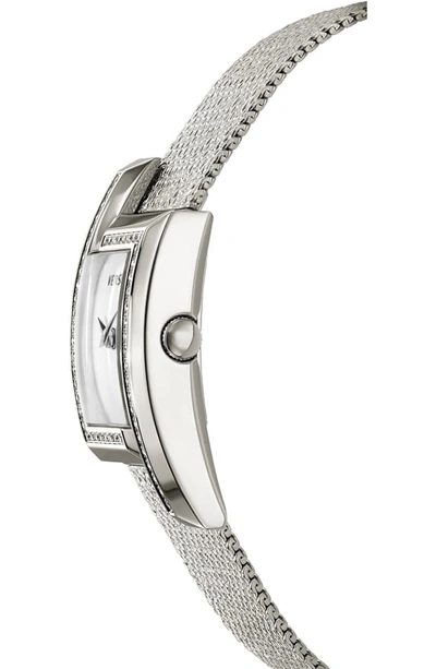 Shop Versace Greca Icon Diamond Bracelet Watch, 39mm X 21mm In Silver/ White/ Silver