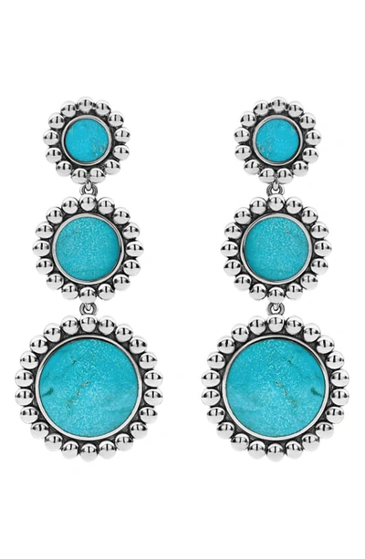 Shop Lagos Maya Triple Circle Drop Earrings In Silver/ Turquoise