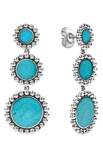 Shop Lagos Maya Triple Circle Drop Earrings In Silver/ Turquoise