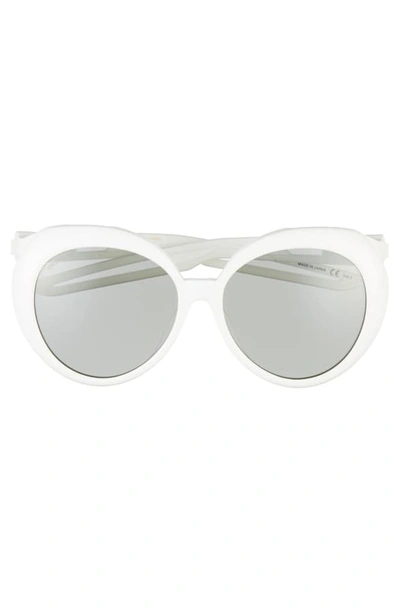 Shop Balenciaga 56mm Round Sunglasses - Shiny Solid White/ Grey