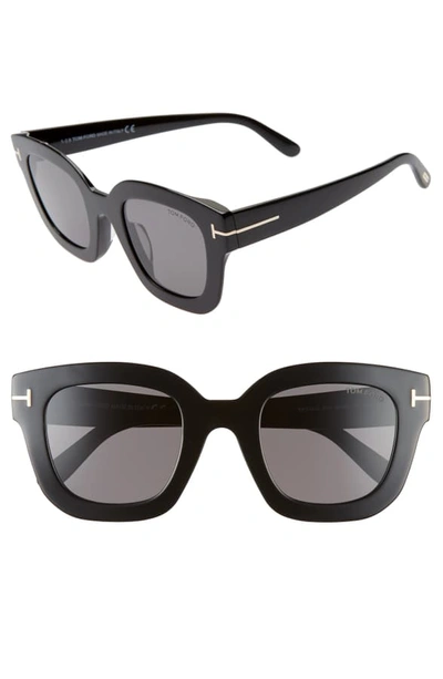 Shop Tom Ford Pia 49mm Sunglasses - Shiny Black/ Smoke